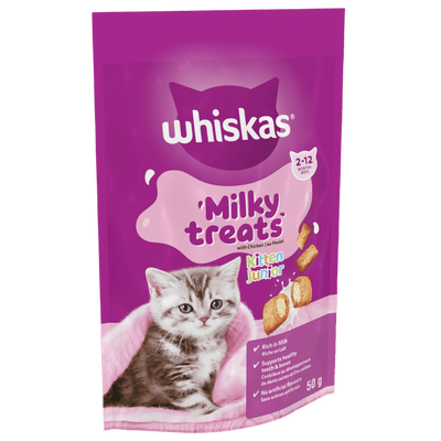 Whiskas Milky Treats kitten treats 2 to 12 months 50g pouch, front of pack