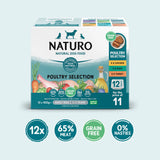 Naturo Adult Dog Grain Free Poultry Selection Variety Pack Trays 400g x 12