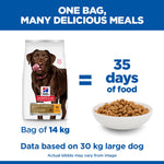 Hill's Healthy Mobility Large Breed 14kg bag gives about 35 days of food for a 30kg dog