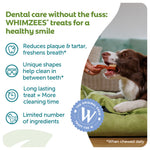 WHIMZEES Toothbrush benefits: reduces plaque and tartar, freshens breath, long lasting