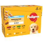 Pedigree Puppy Mixed Selection with Rice in Jelly 12 x 100g pouch multipack, front of box