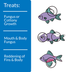 API Pimafix treats fungus or cottony growth, mouth and body fungus, and reddening of fins and body